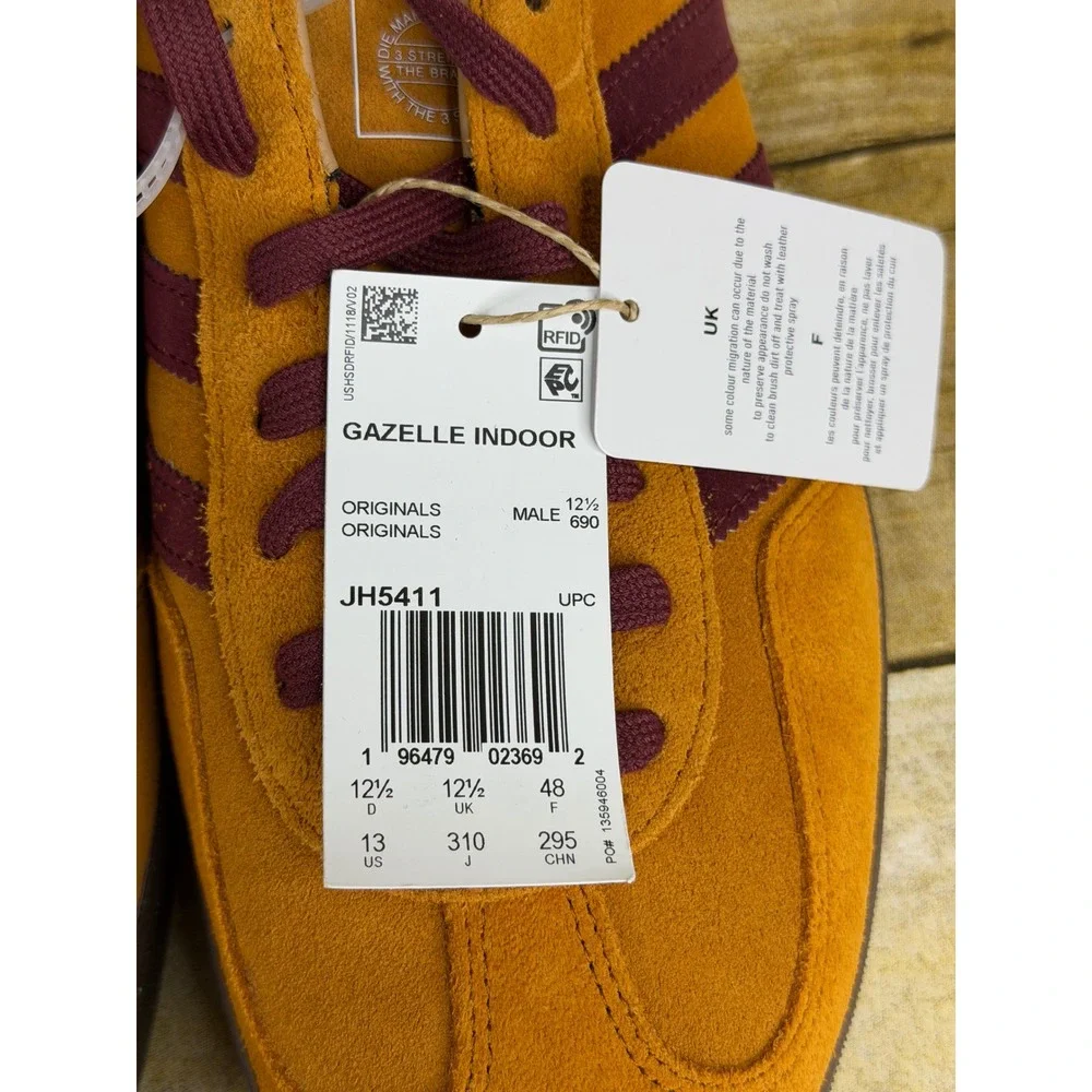 Adidas Gazelle‎ Indoor Orange Burgundy Gum JH5411 Mens Size 13 New No Box